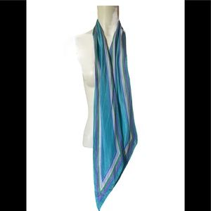 Vintage Oscar De La Renta Silk Scarf Striped Print